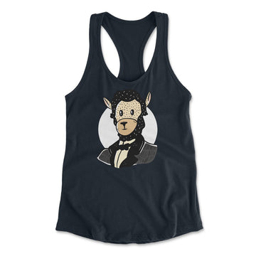 Lincoln Llama Womens Racerback Tank in Midnight Navy color
